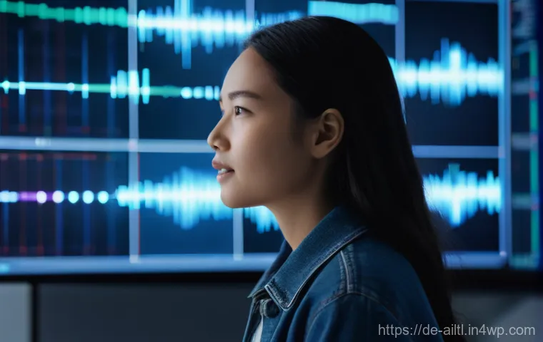 감정 인식 AI의 도전 과제와 해결책 - **AI Emotion Deciphering in a Modern Lab**
A young adult (20s-30s), dressed in modern casual clo...