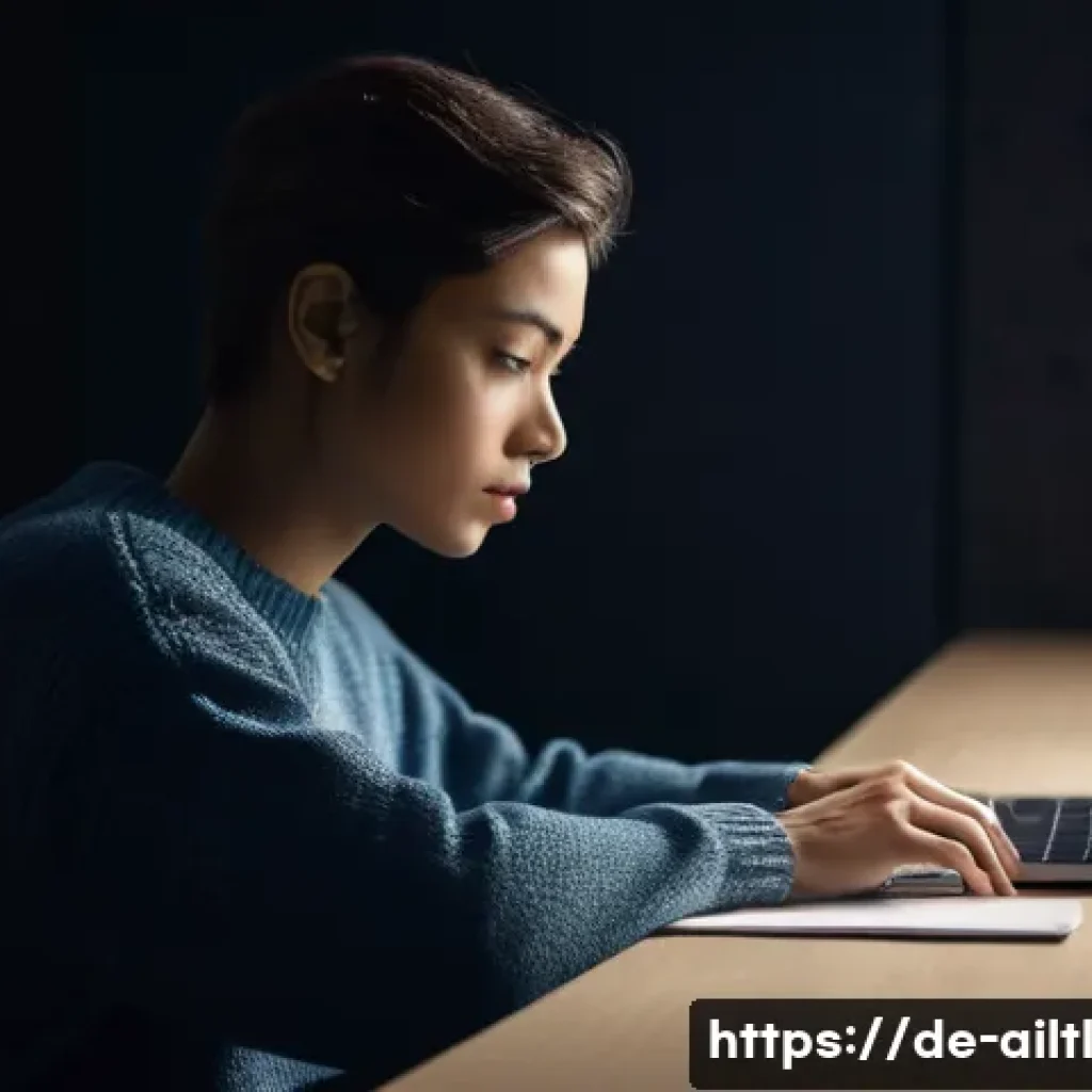 감정 인식 AI의 비판적 시각 - **Prompt:** A young adult, dressed in casual yet modest attire like a sweater and jeans, sits alone ...