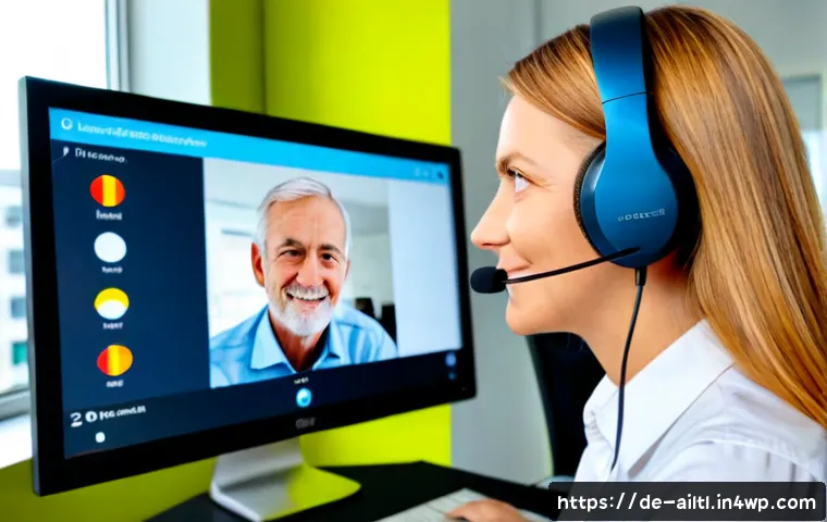 AI를 통한 감정 인식의 정확도 개선 - Photorealistic scene of a German customer service specialist wearing a headset in a bright modern Be...